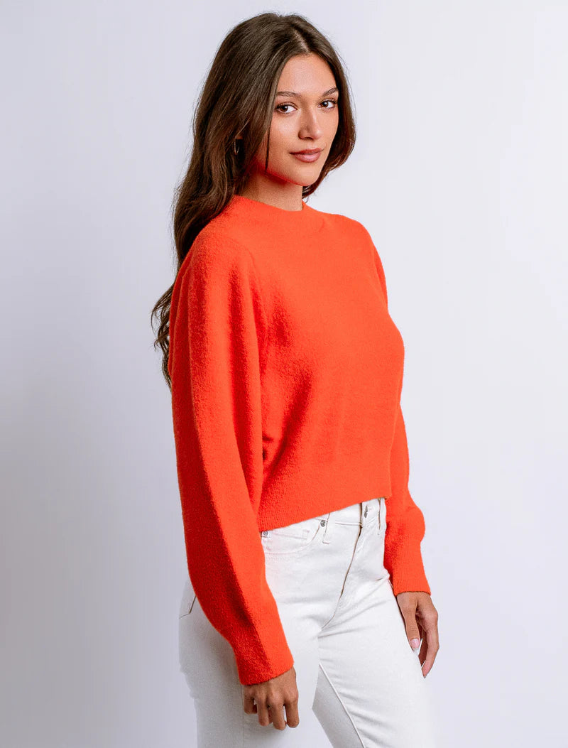 Cararra Solid Color Sweater - Orange Flame