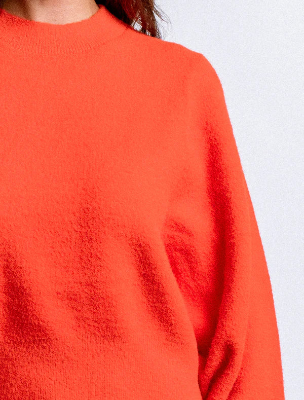 Cararra Solid Color Sweater - Orange Flame