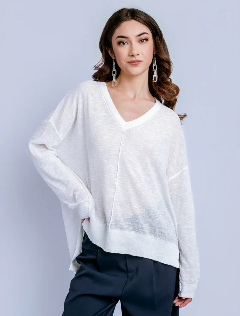 Nebula Wagner V-Neck Sweater - White