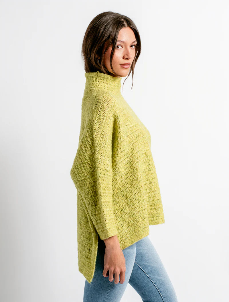 Boho Romana Mock Turtleneck Sweater - Retro Olive