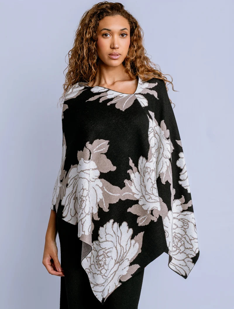 Peony Poncho - Black/Neutral