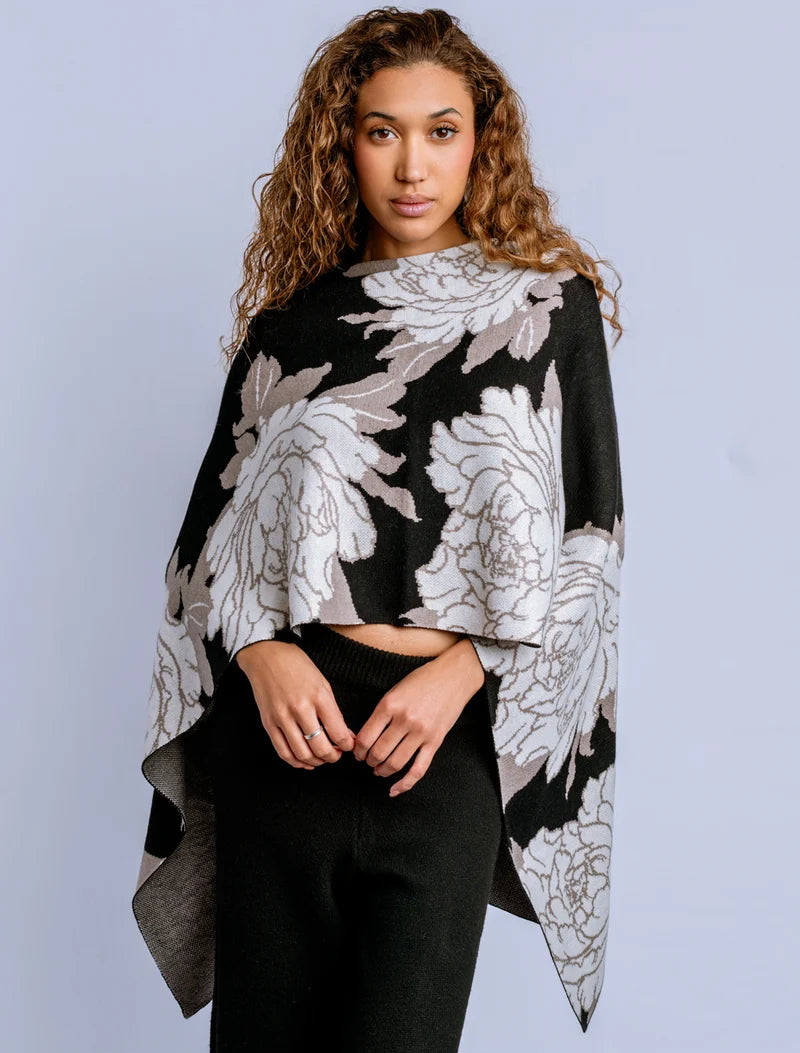 Peony Poncho - Black/Neutral