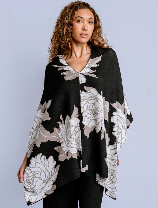 Peony Poncho - Black/Neutral