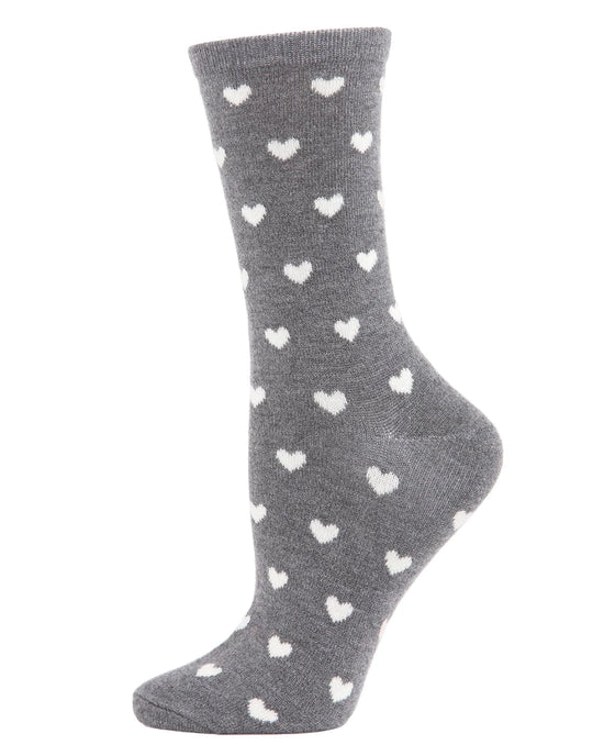 Heart Print Cashmere Crew Socks