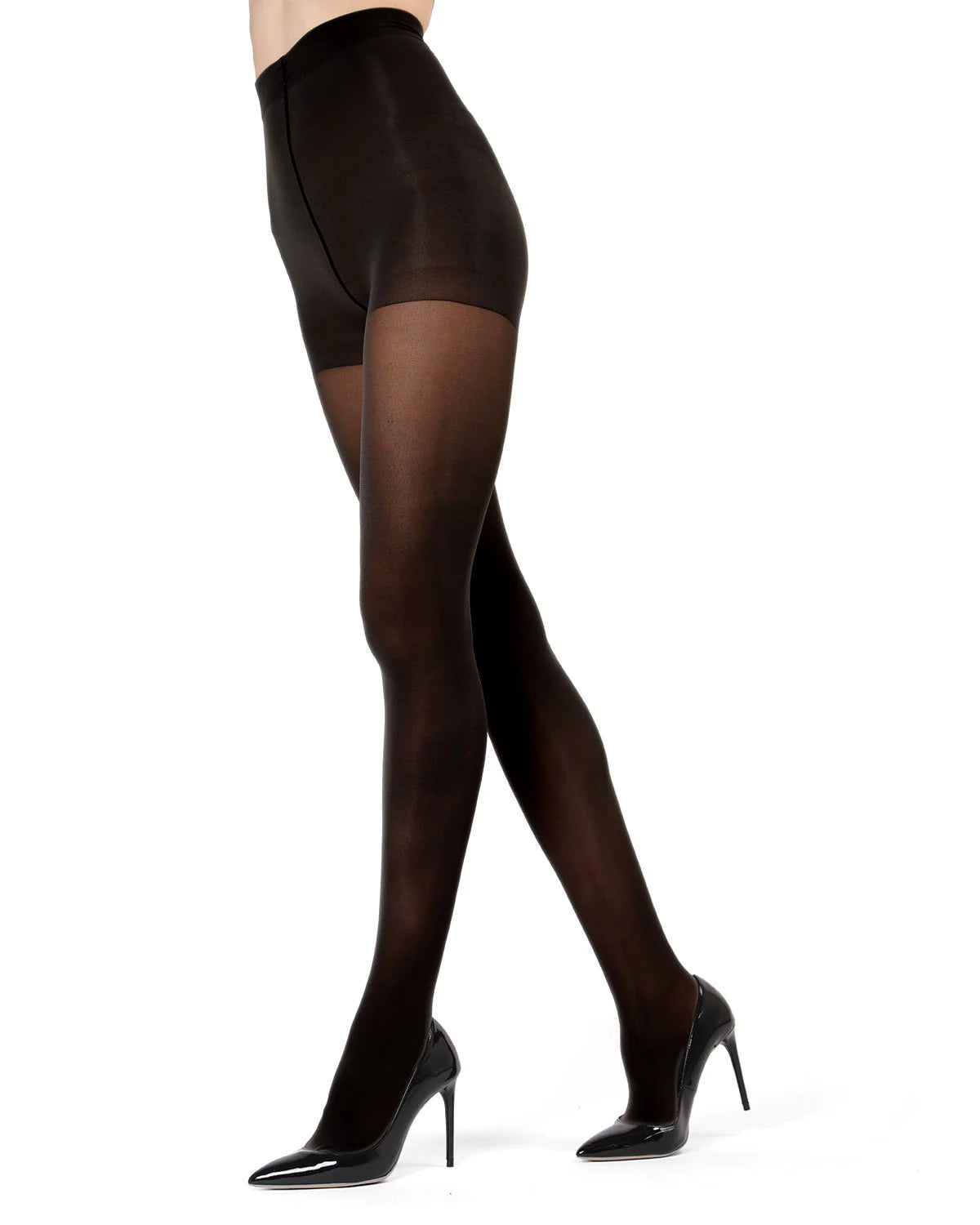 Perfectly Opaque Control Top Tights - Black