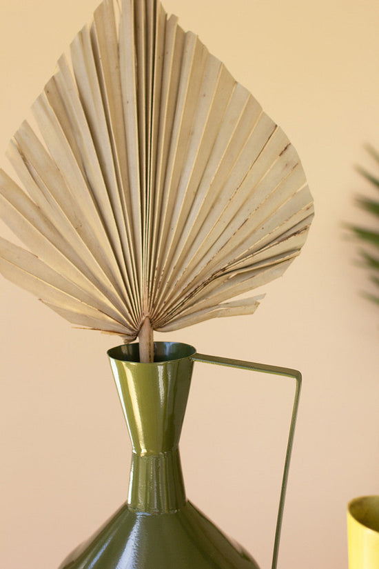 Painted Metal Vase With Handle - Yellow