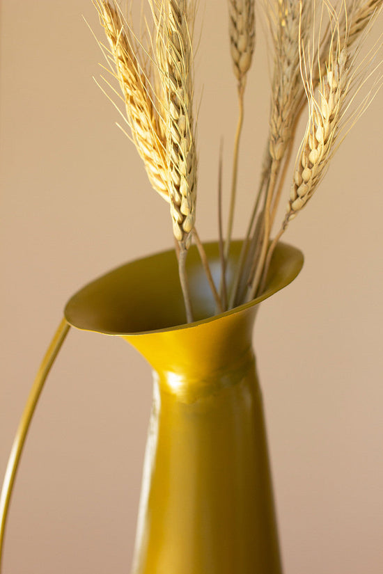 Painted Metal Vase With Handle - Yellow