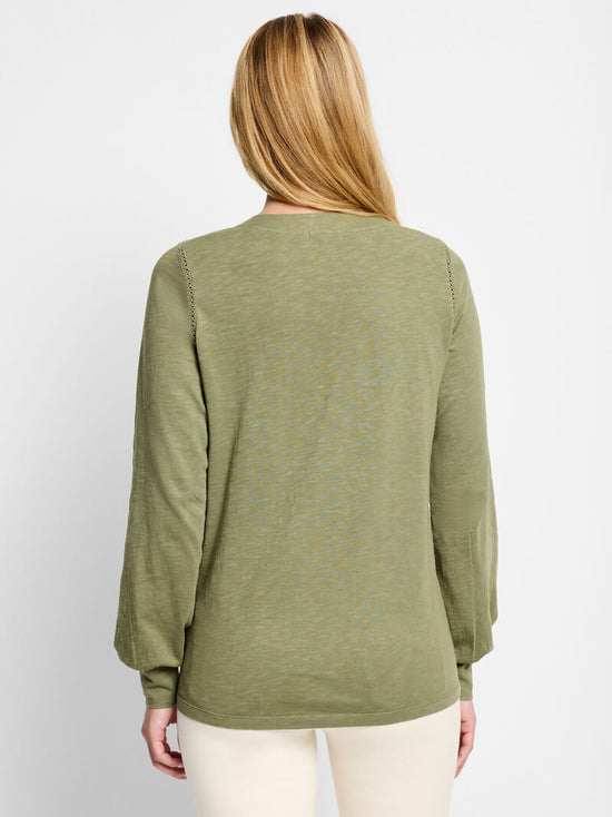 Lace Detail Long Sleeve Top - Olivewood