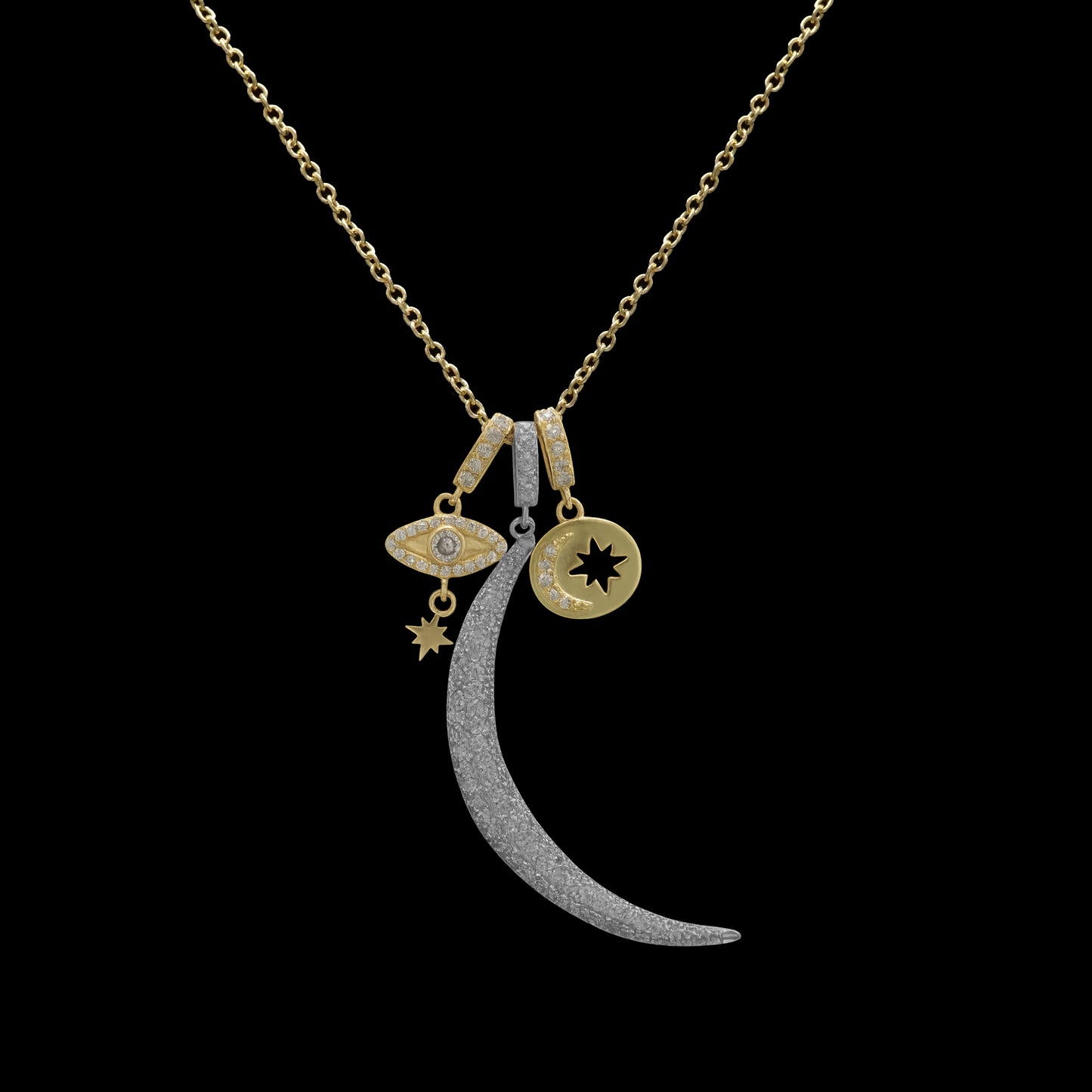 Gold Chain with Silver Crescent Moon