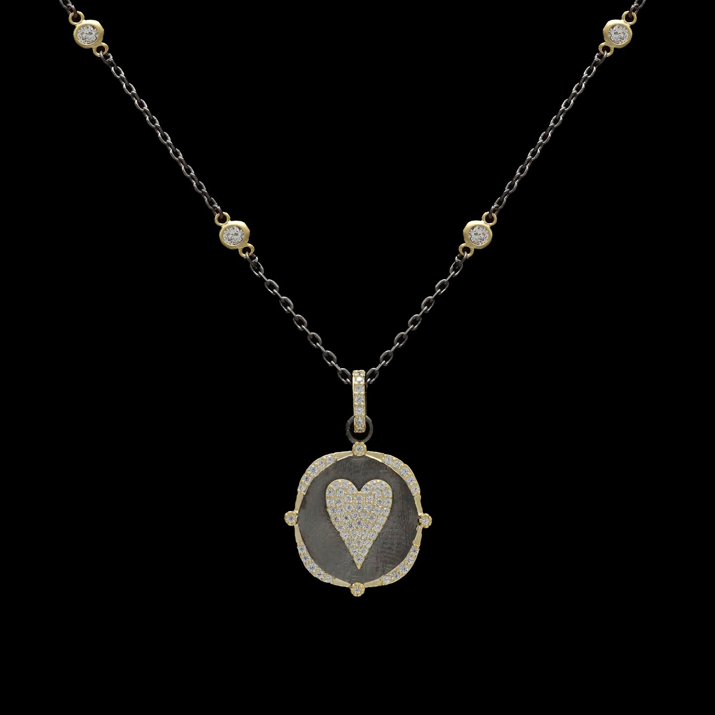 Black Chain with Gold Heart Necklace