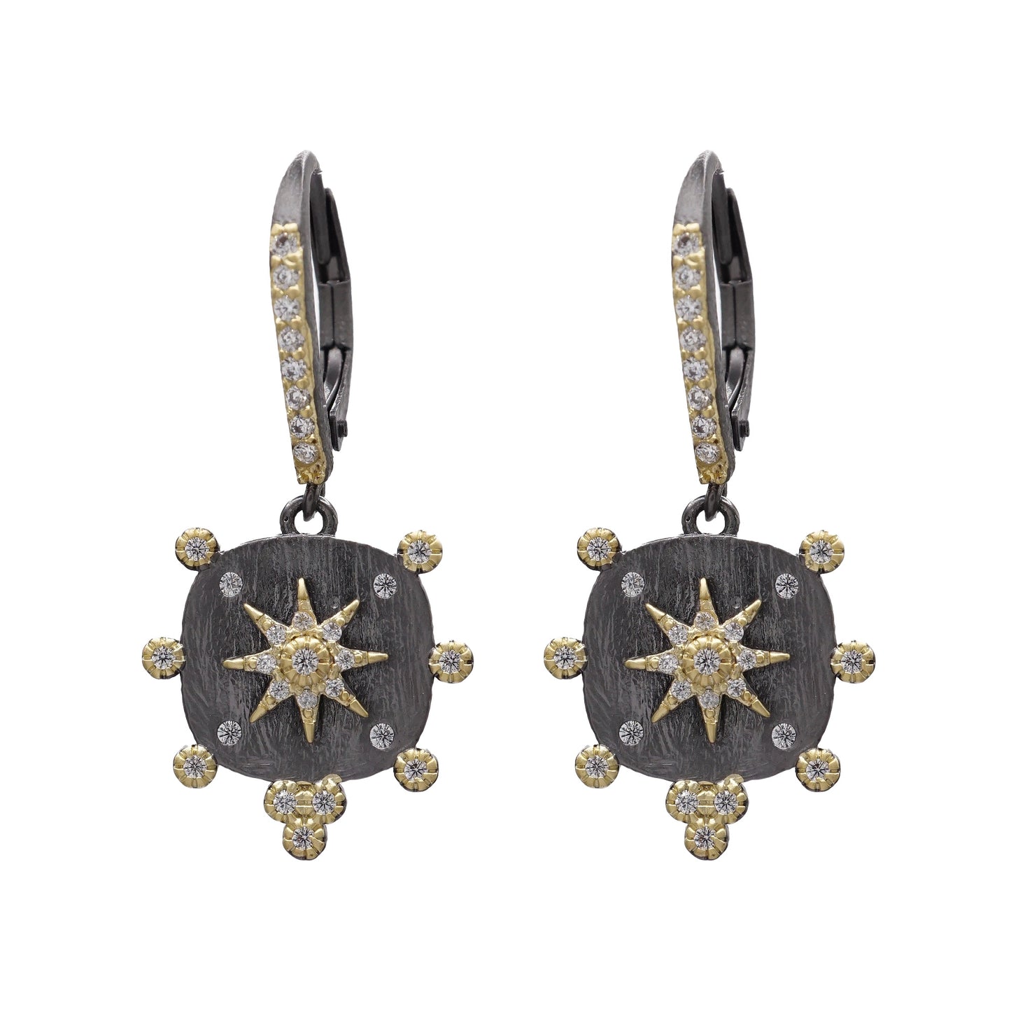 Level Black with Gold Star Earrings