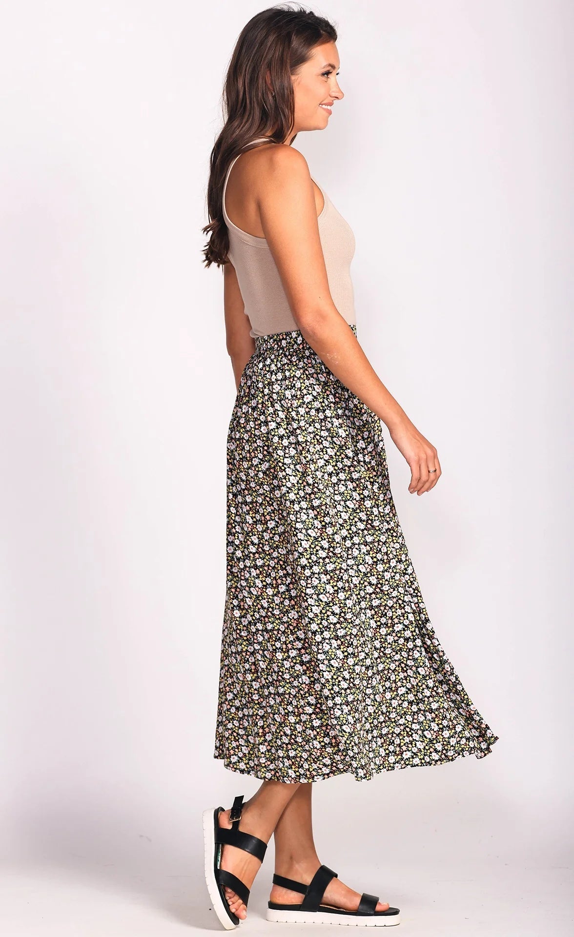 Luna Skirt - Black Floral Print