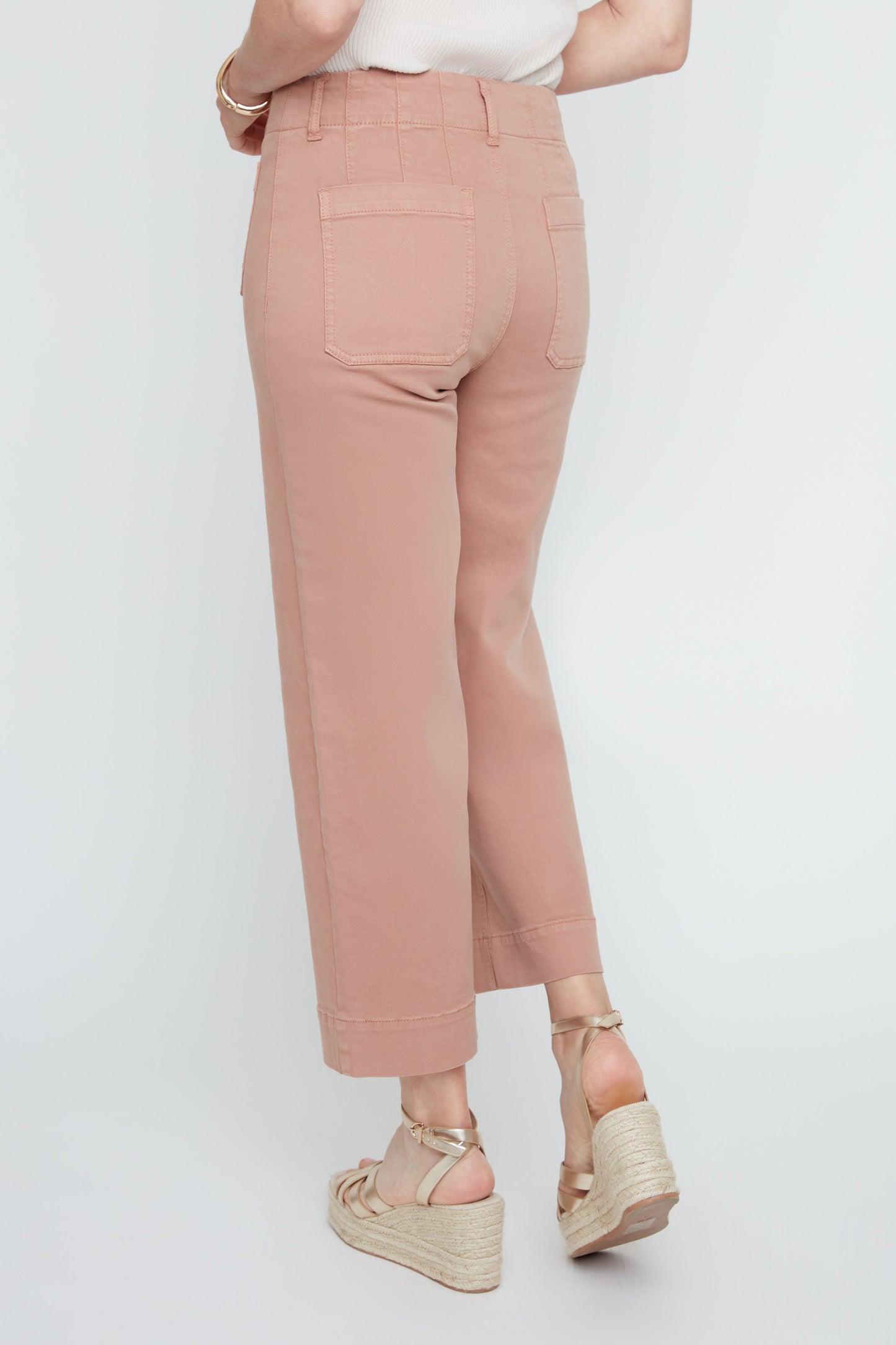 Wide Leg Tencel Pants with Patch Pockets - Mocha