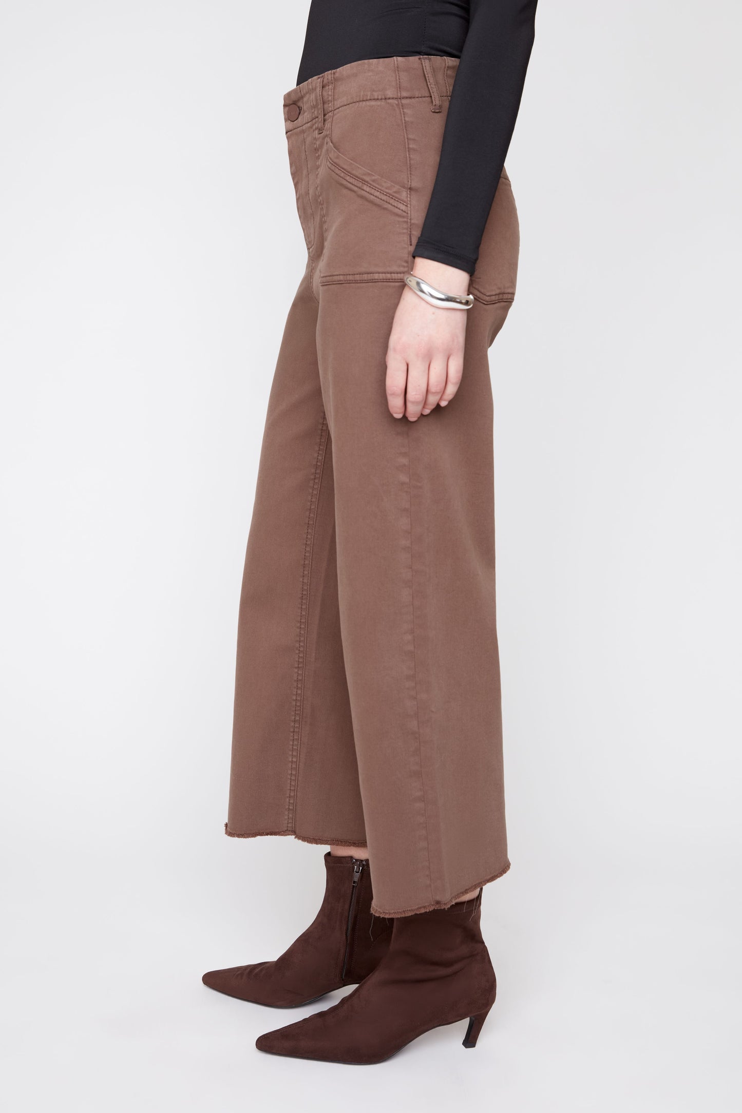 Tencel Pants with Patch Pockets - Chocolate