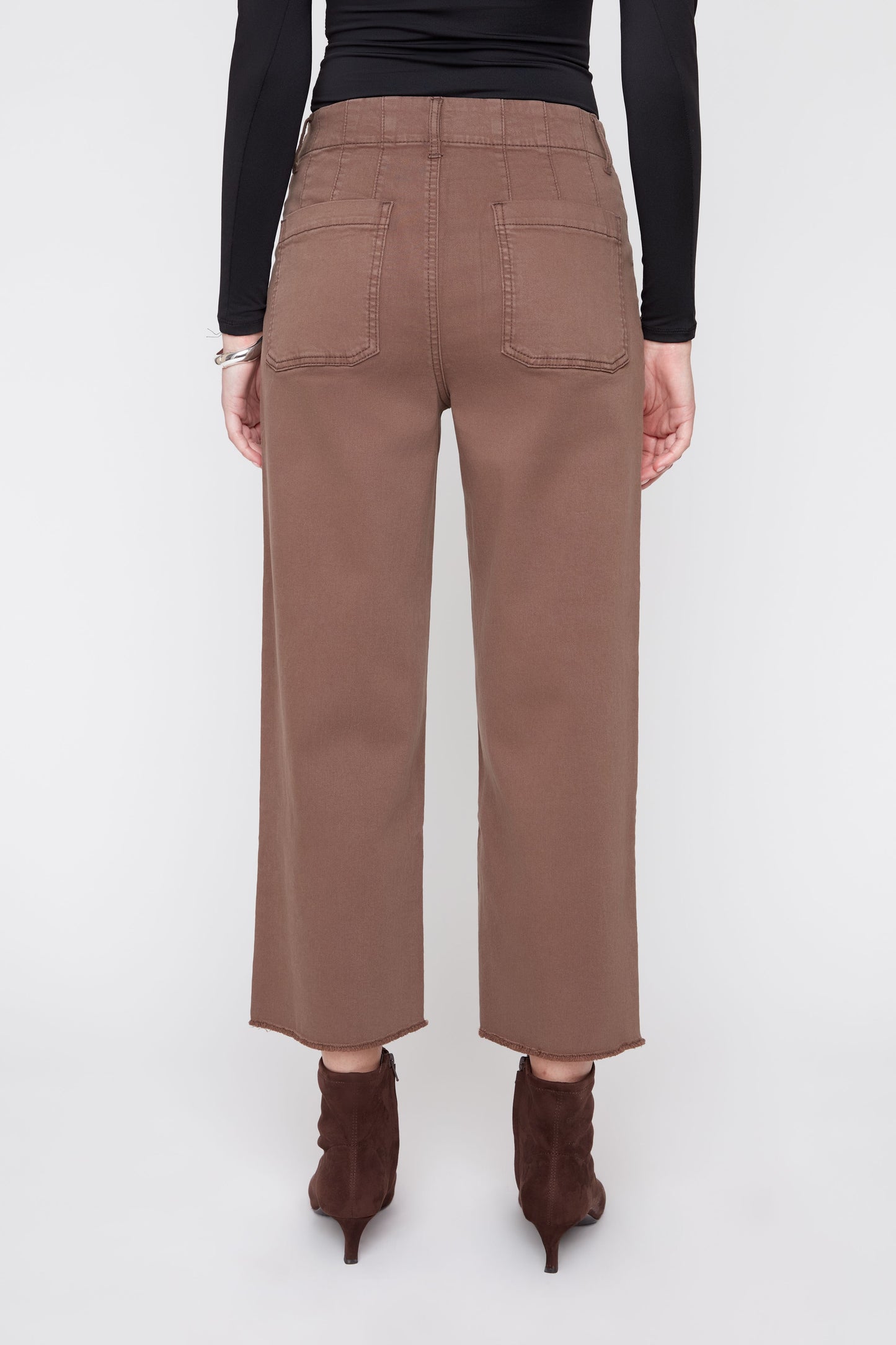 Tencel Pants with Patch Pockets - Chocolate