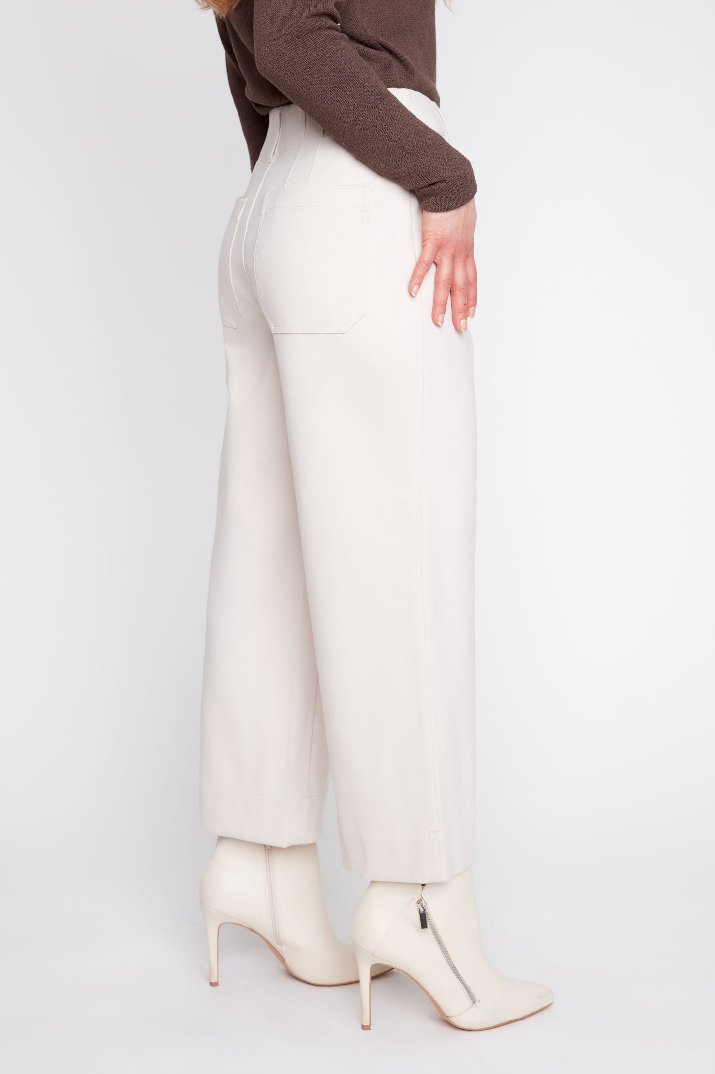 Straight Leg Pant with Front Patch Pockets - Oyster