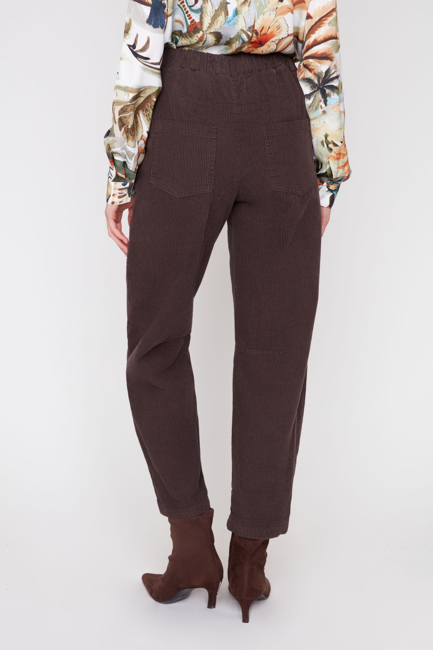Corduroy Barrel Leg Pants - Chocolate