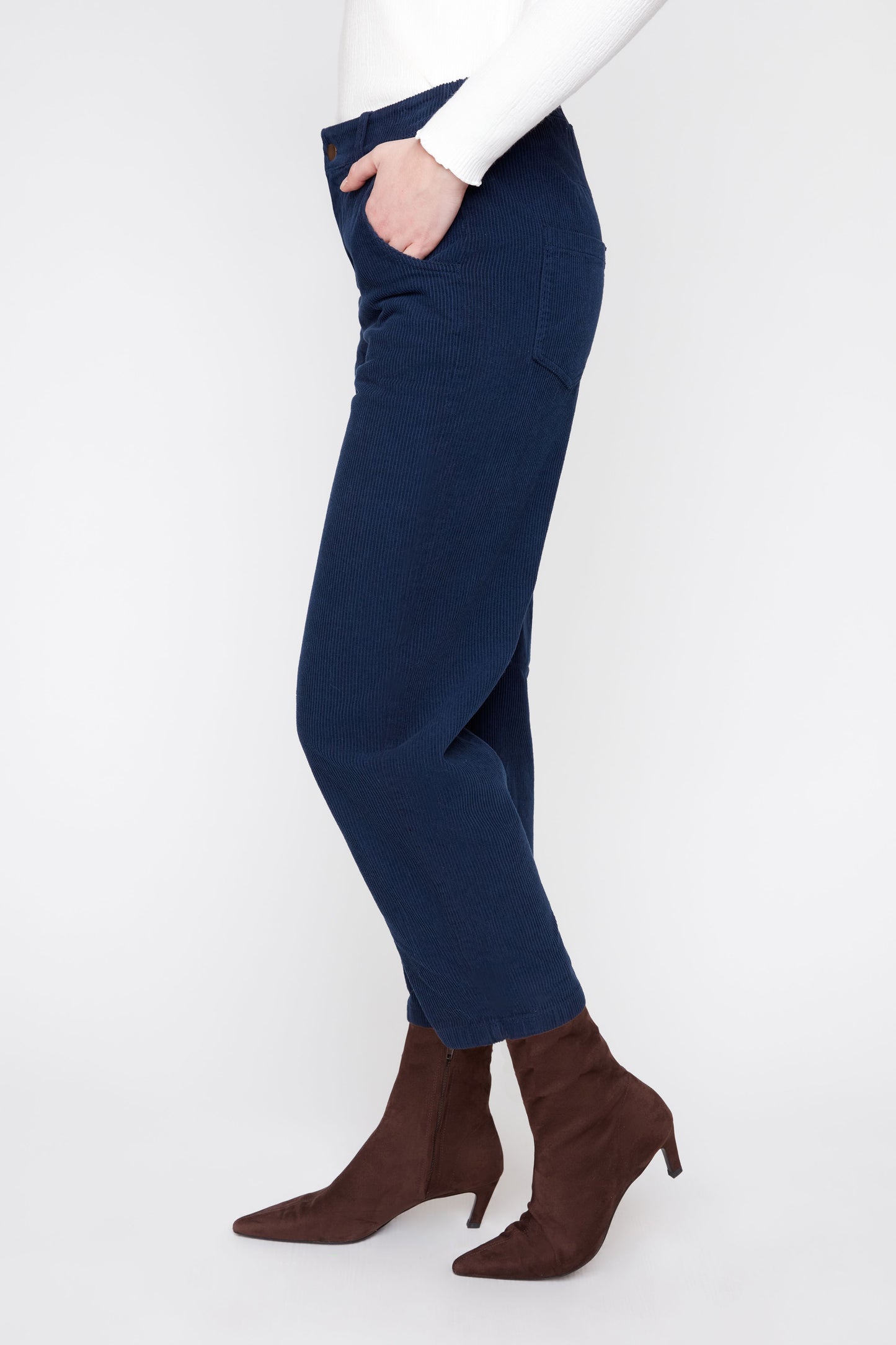 Corduroy Barrel Leg Pants - Indigo