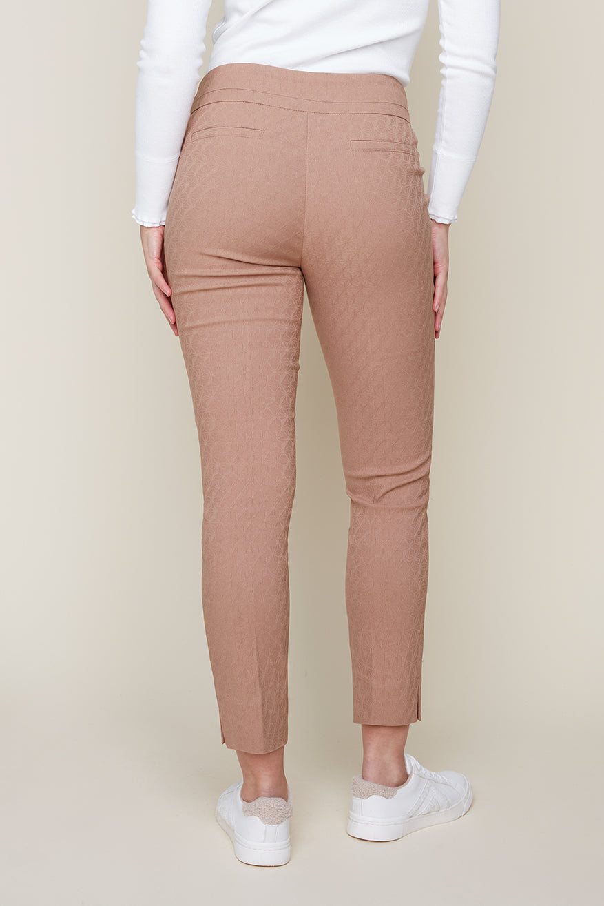 Pull-On Textured Ankle Pant - Tan