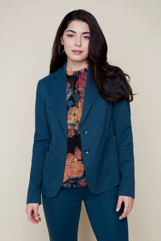 Two-Button Blazer with Pockets - Lagoon