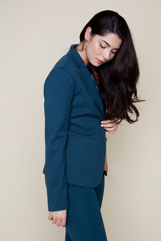 Two-Button Blazer with Pockets - Lagoon