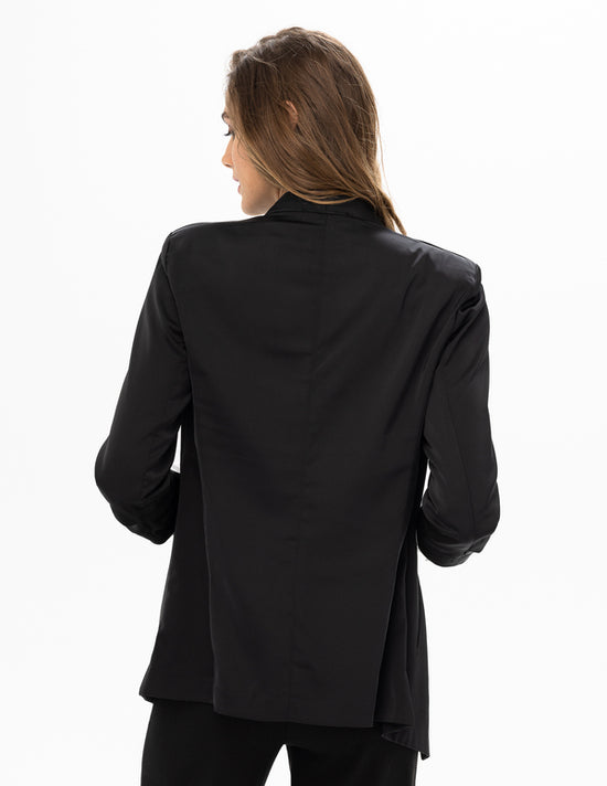Load image into Gallery viewer, Blazer with Ruched Sleeves - Black
