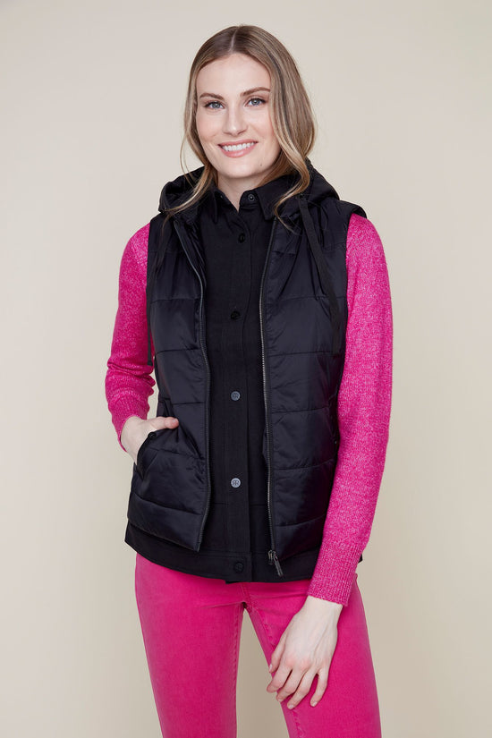 Short Quilted Vest - Black