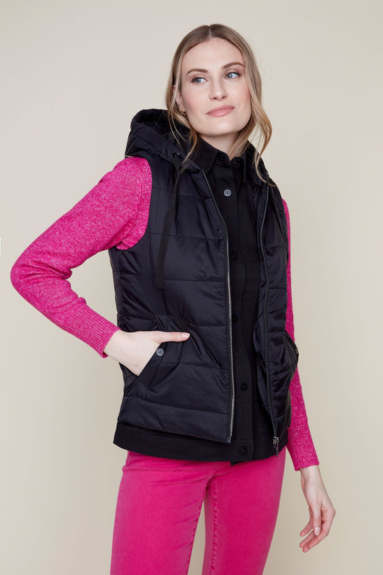 Short Quilted Vest - Black