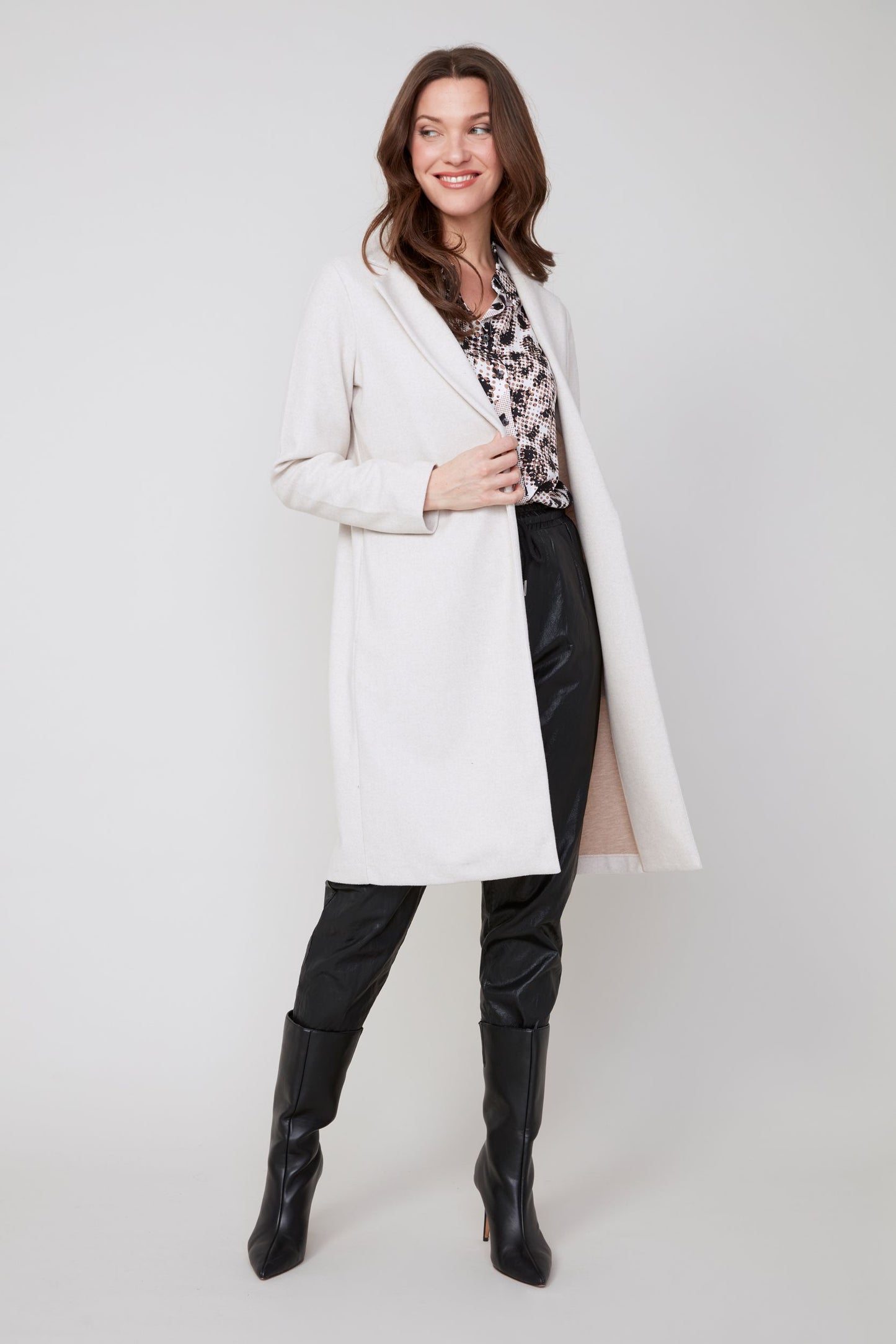 Long Coat with No Buttons - Oatmeal
