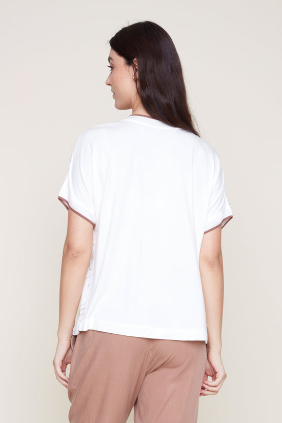 Load image into Gallery viewer, V-Neck Print Top - Creme Combo
