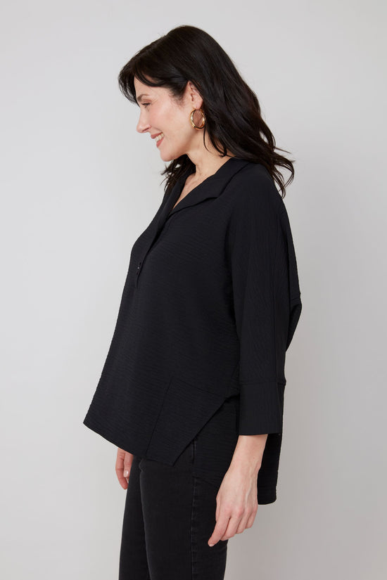 One Button Popover Top - Black