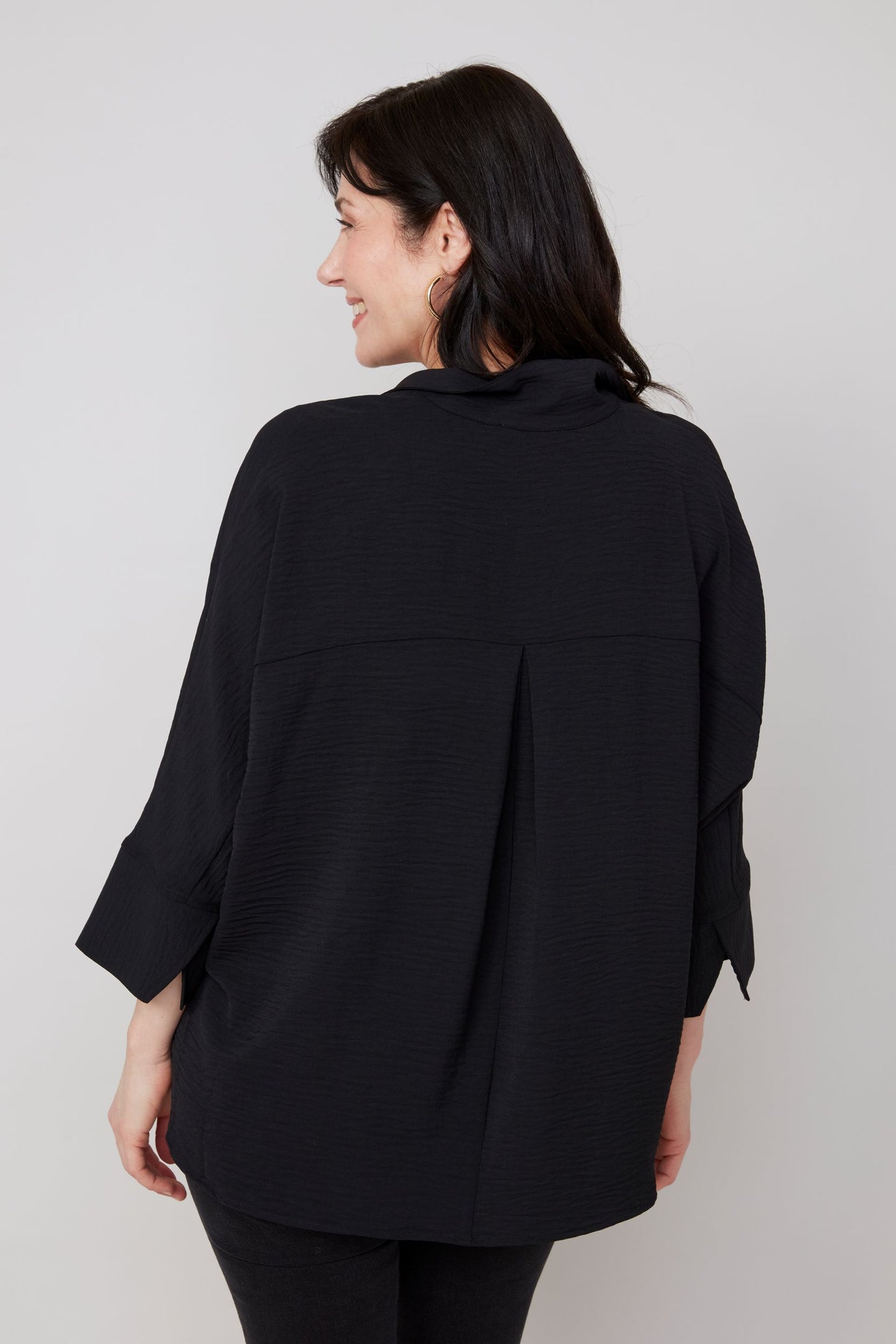 One Button Popover Top - Black