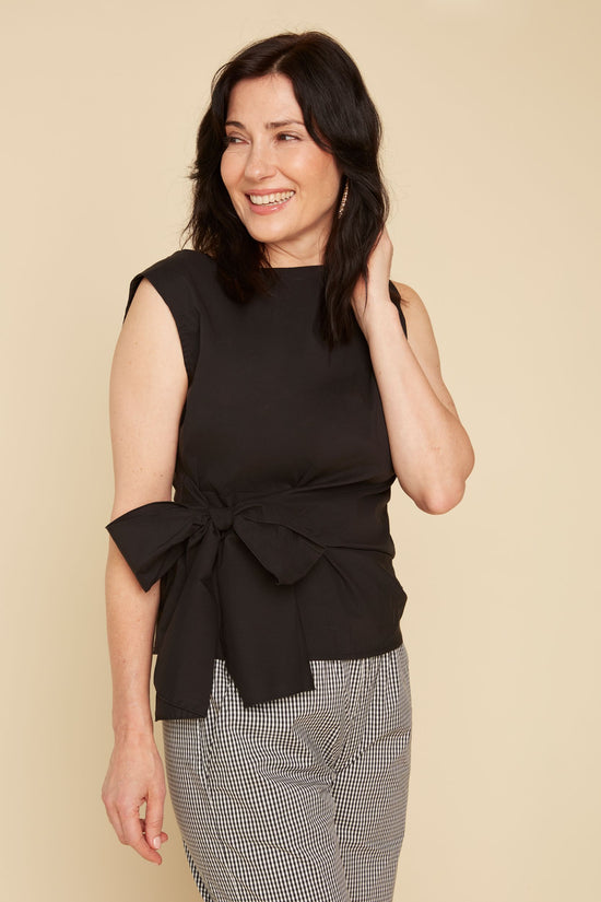 Sleeveless Top with Side Tie - Black