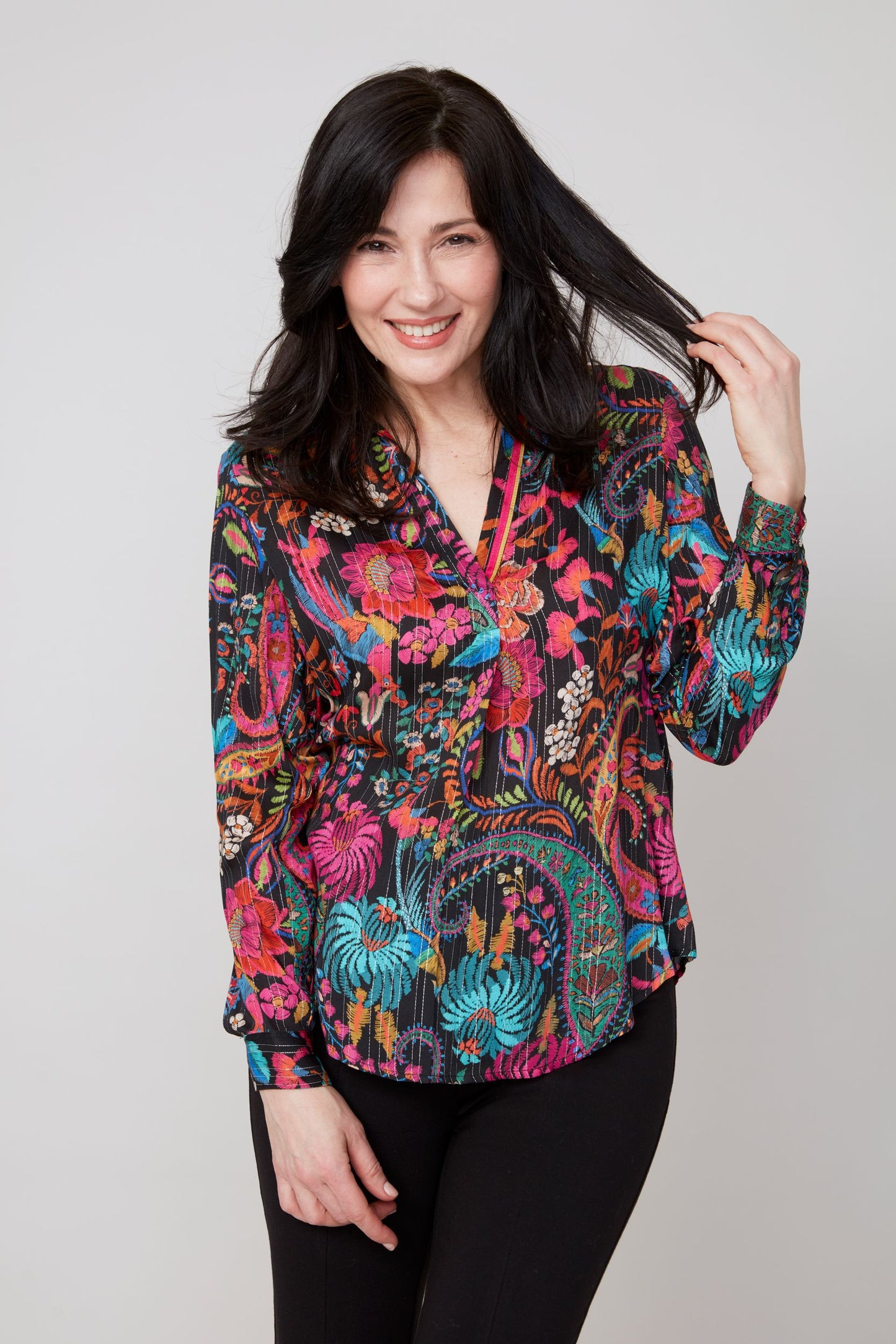 Paisley Floral Top - Multi Pink