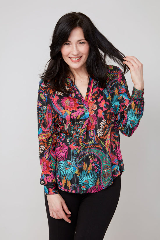 Paisley Floral Top - Multi Pink