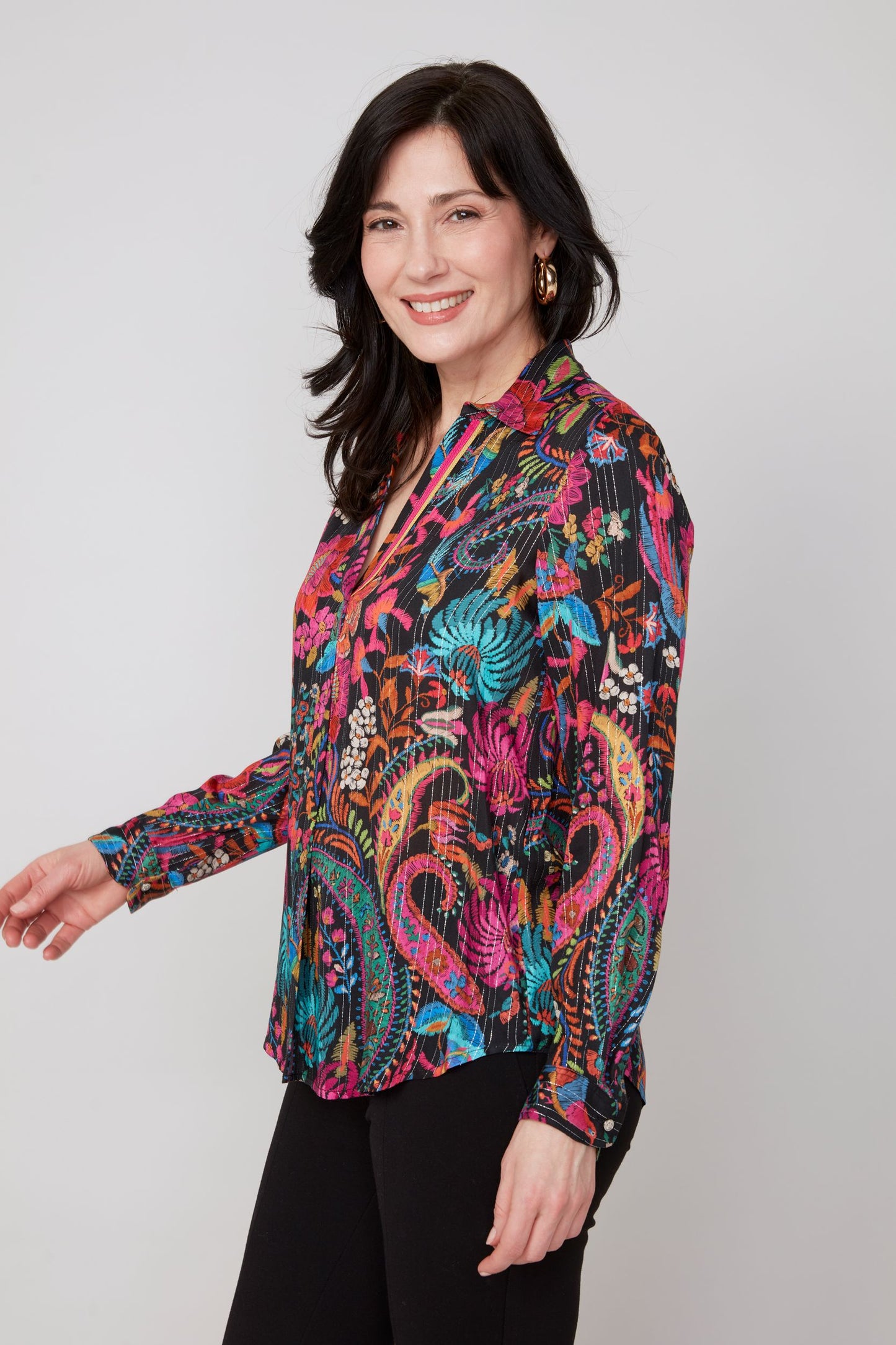 Paisley Floral Top - Multi Pink