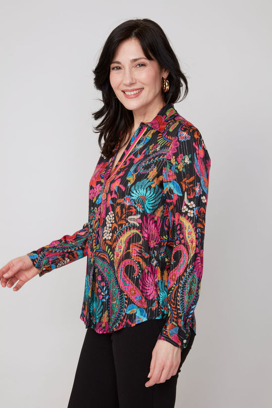 Paisley Floral Top - Multi Pink