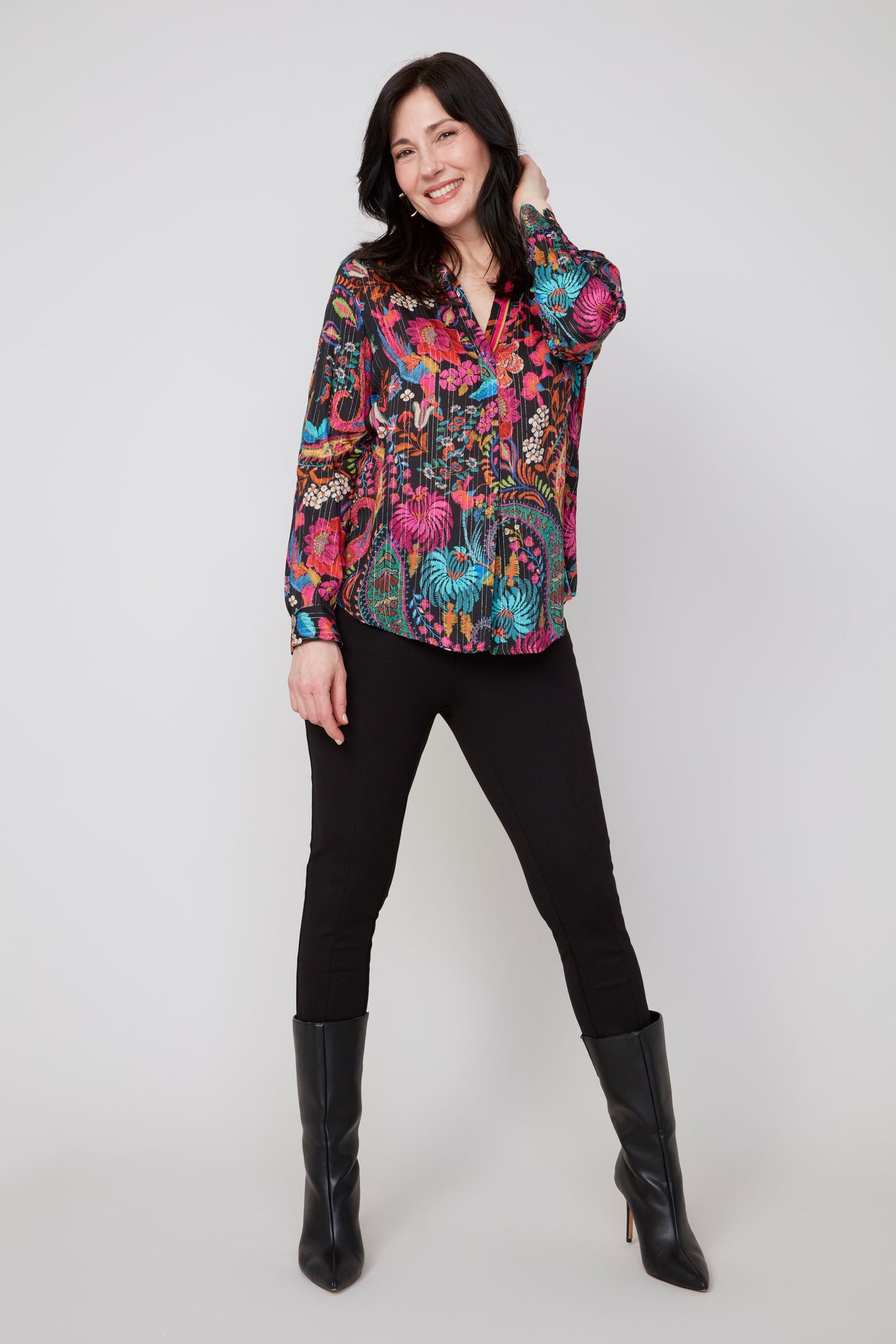 Paisley Floral Top - Multi Pink