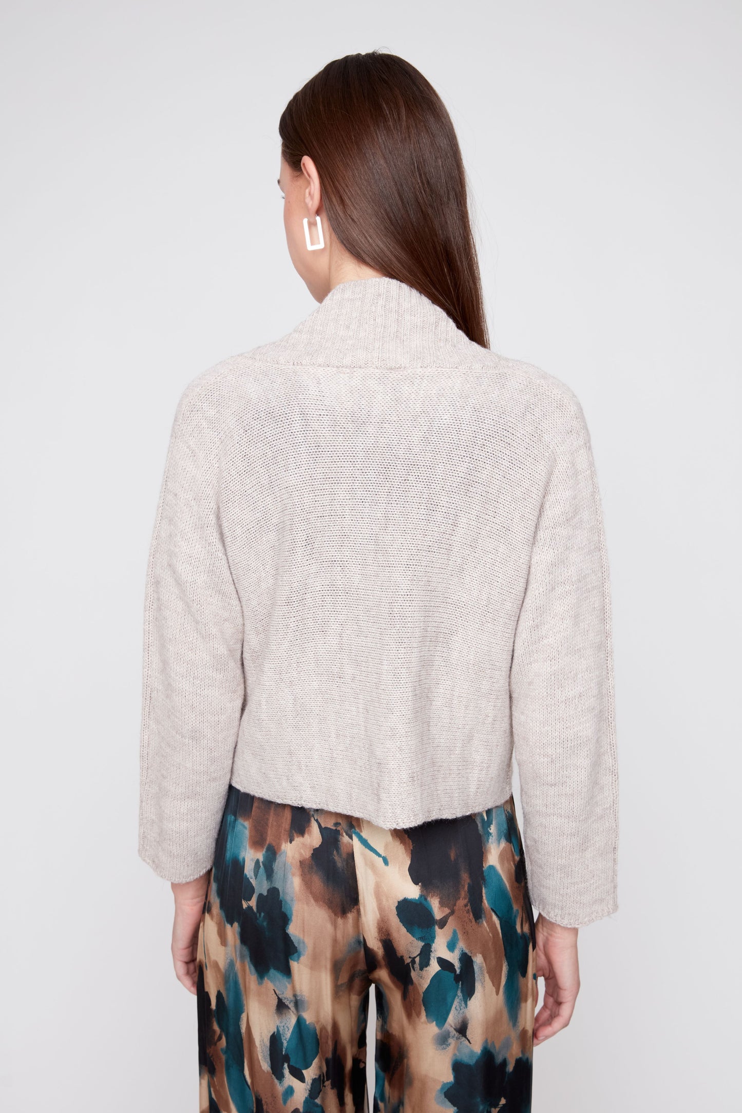 V-Neck Double-Breasted Cardigan - Oatmeal