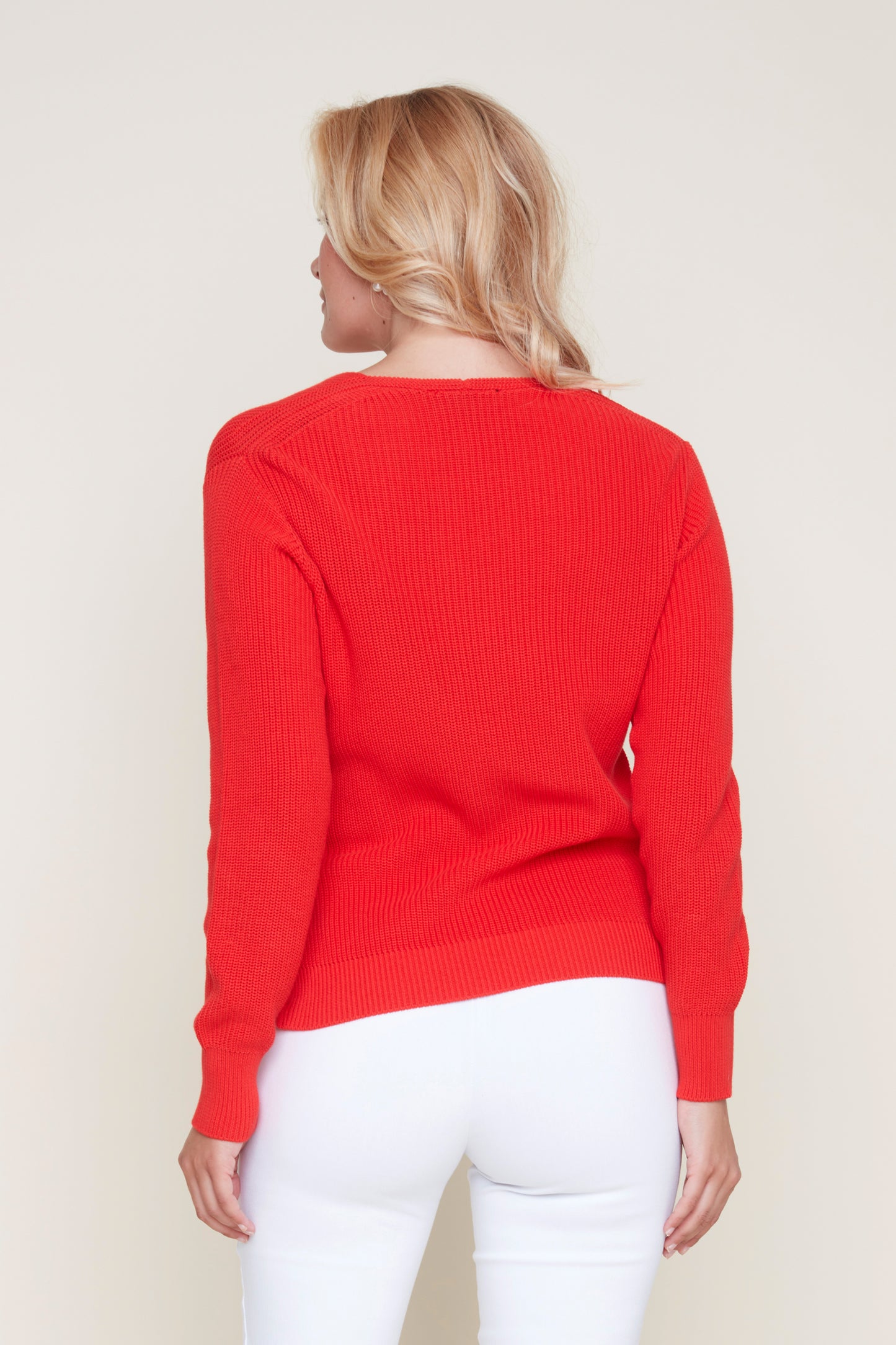 V-Neck Sweater with Side Tie - Rouge