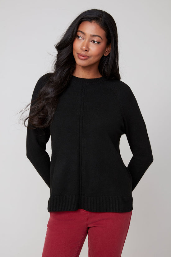 Long Sleeve Crew Neck Sweater - Black