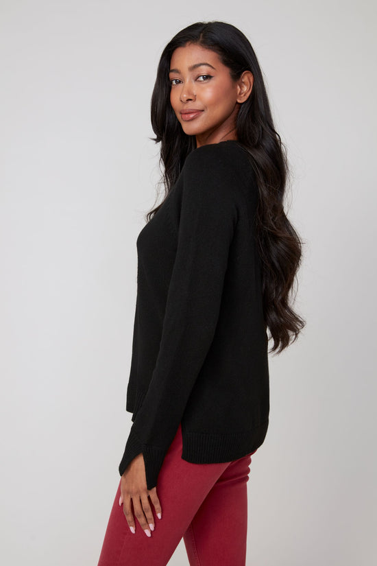 Long Sleeve Crew Neck Sweater - Black