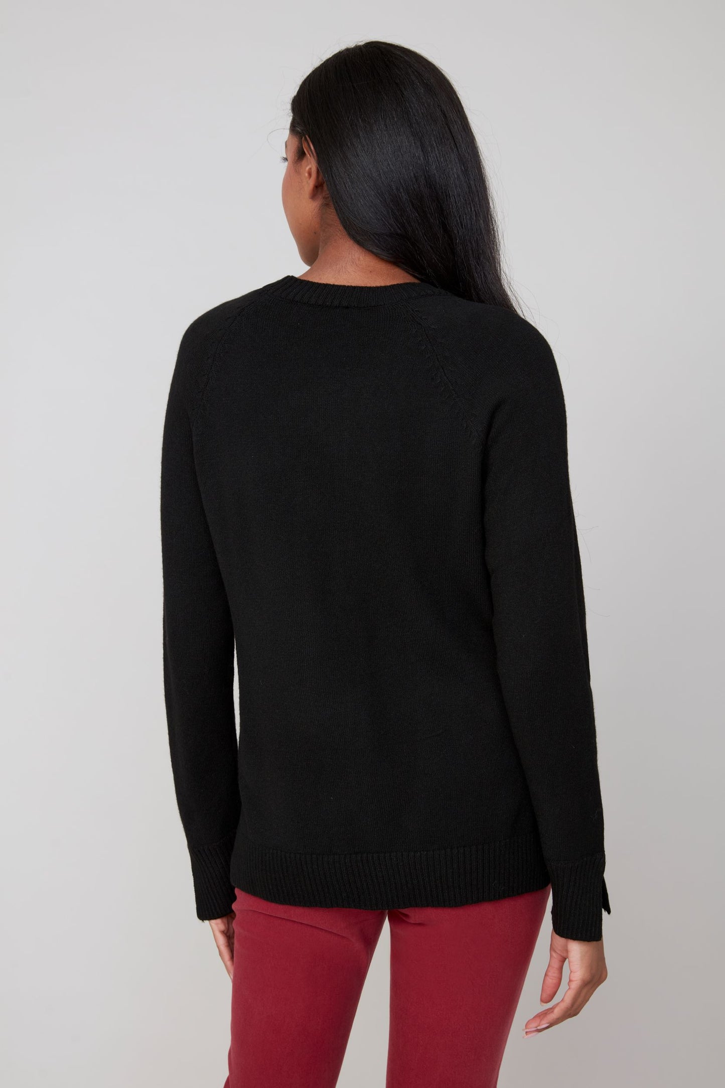 Long Sleeve Crew Neck Sweater - Black