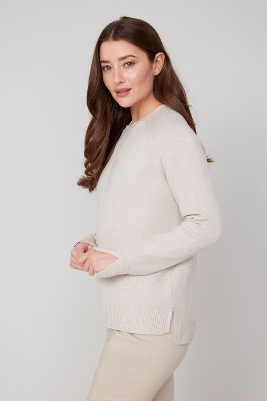Long Sleeve Crew Neck Sweater - Heather Oyster