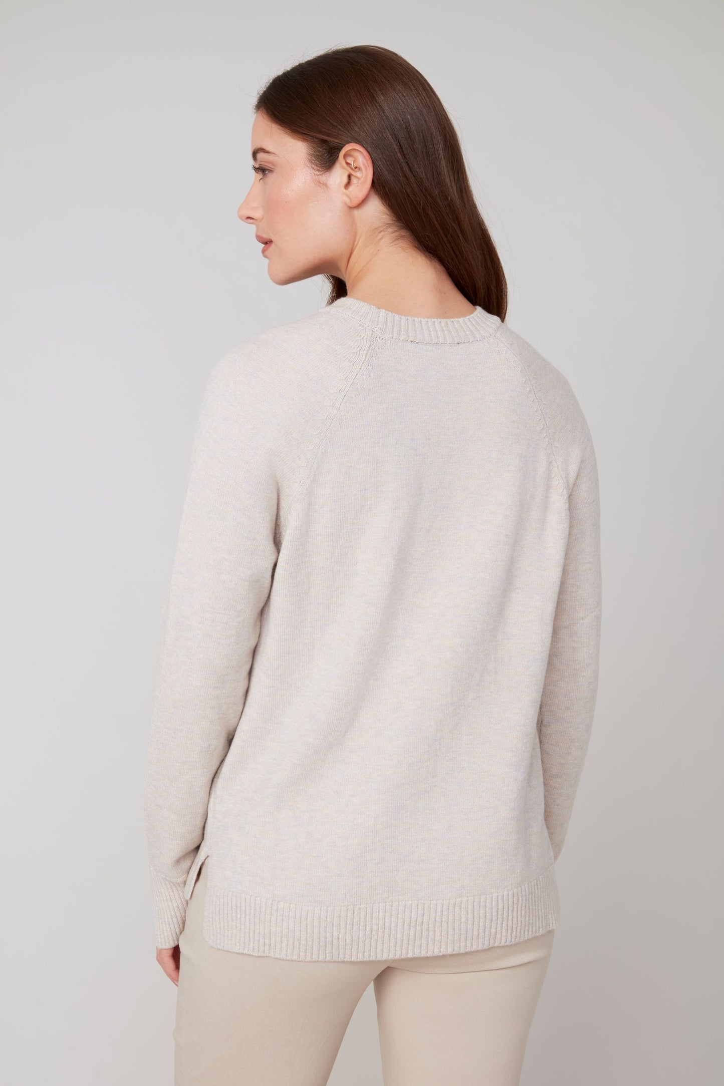 Long Sleeve Crew Neck Sweater - Heather Oyster