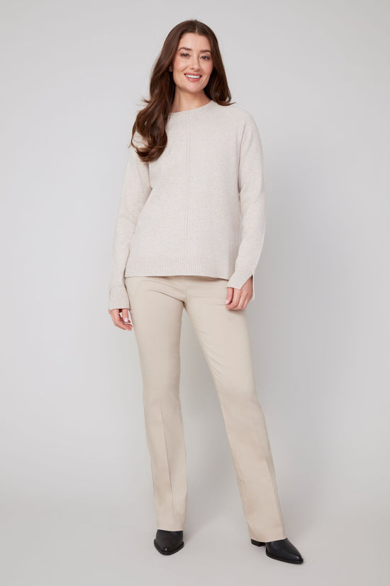 Long Sleeve Crew Neck Sweater - Heather Oyster