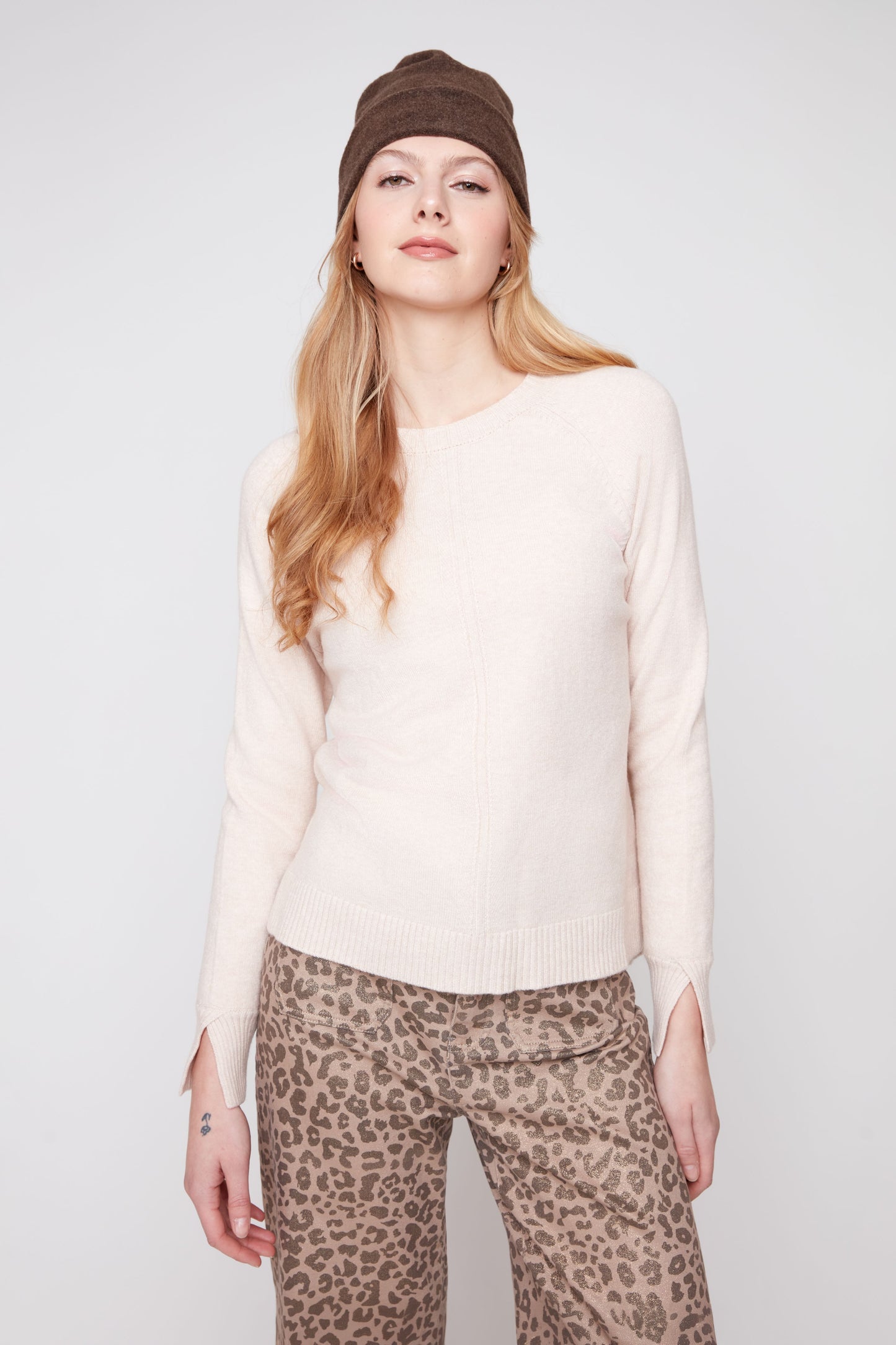 Front Seam Sweater - Champagne