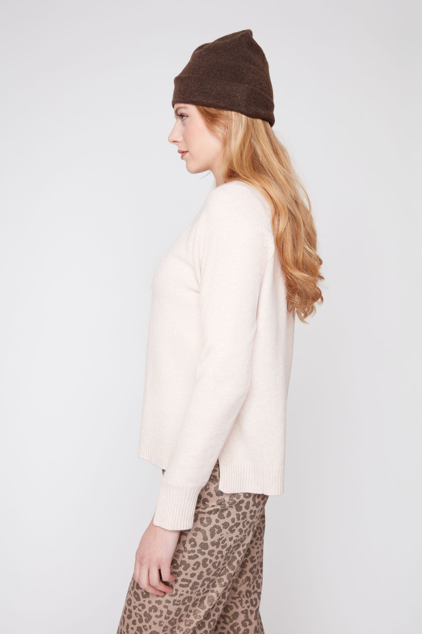 Front Seam Sweater - Champagne