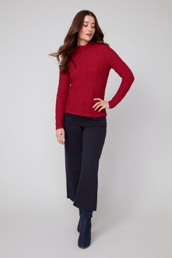 Textured Mock Turtleneck Sweater - Porto