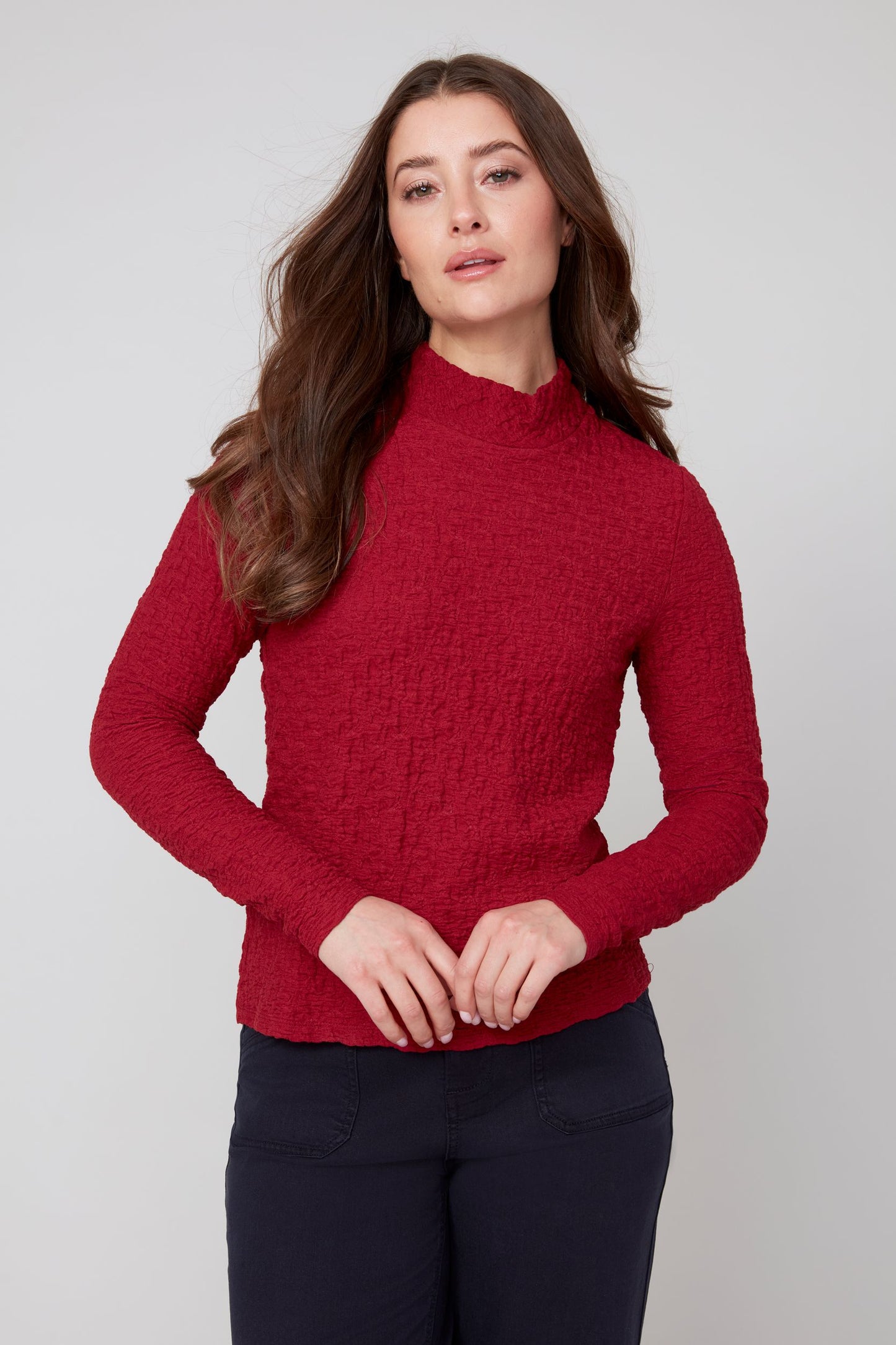 Textured Mock Turtleneck Sweater - Porto